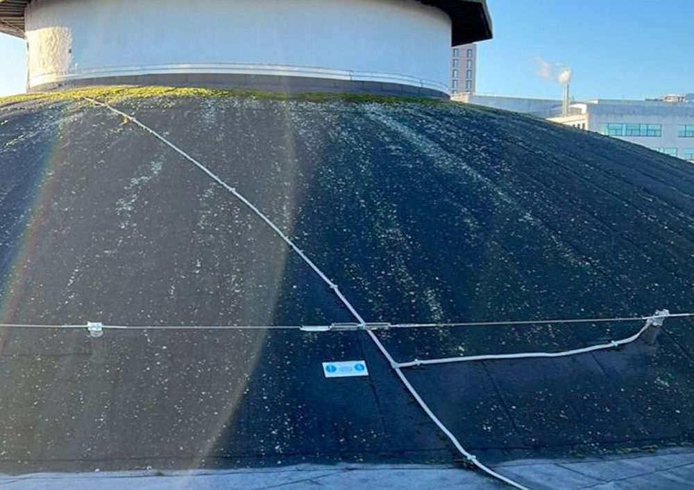 Existing dome roof covering inspected before refurbishment, Coventry University