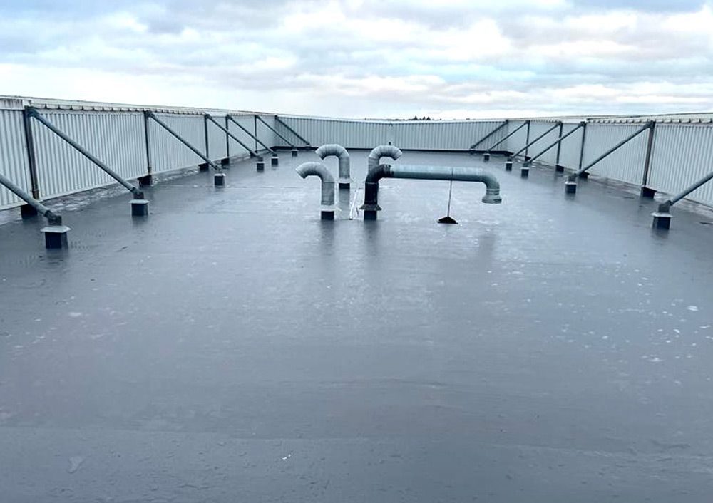 Grey membrane roof with plant and edge protection, One Central Boulevard, Solihull