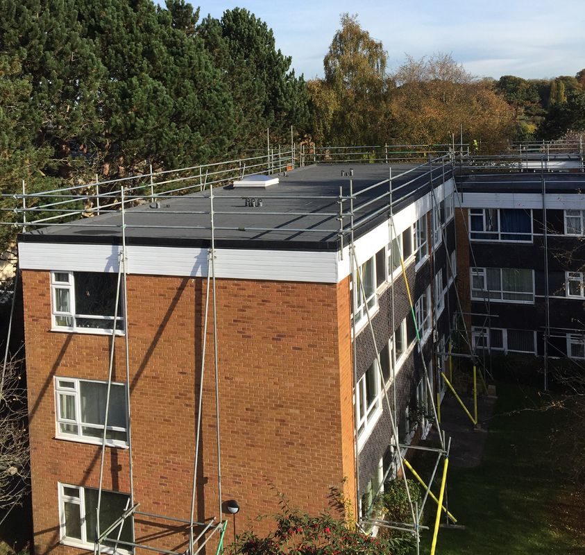 Flat roof works to a residential apartment block